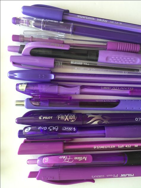 best pens for writing in planners inkjoy papermate gel cheap no bleed smudge see through erin condren fine tip medium plum paper review http://www.allaboutthehouseprintablesblog.com/ultimate-list-of-the-best-planner-pen-brands-and-how-to-choose-colors-for-color-coding/ Purple Planner Aesthetic, Purple Pen, Best Planner, Purple Things, Pen Brands, Kawaii School Supplies, Purple Vibe, Lavender Aesthetic, Cool School Supplies