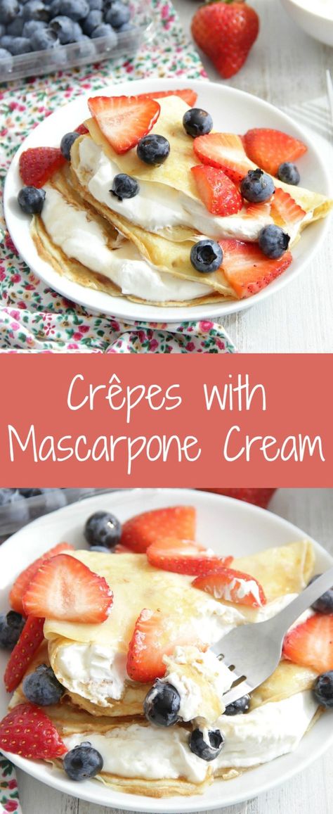 Recipes With Mascarpone Cheese, Berry Crepes, Mascarpone Whipped Cream, Sweet Crepes Recipe, Stuffed Crepes, Mascarpone Recipes, Homemade Crepes, Crepes Filling, Mascarpone Creme