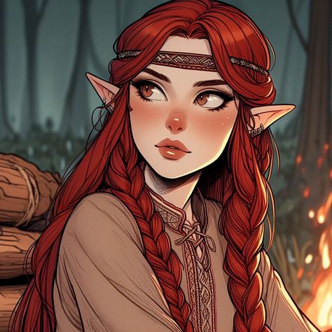 Redhead Woman Character Art, Red Hair Elf, Elven Woman, Dnd Elves, Female Elf, Elf Art, Anime Fanfiction, Racing Art, Girls With Red Hair