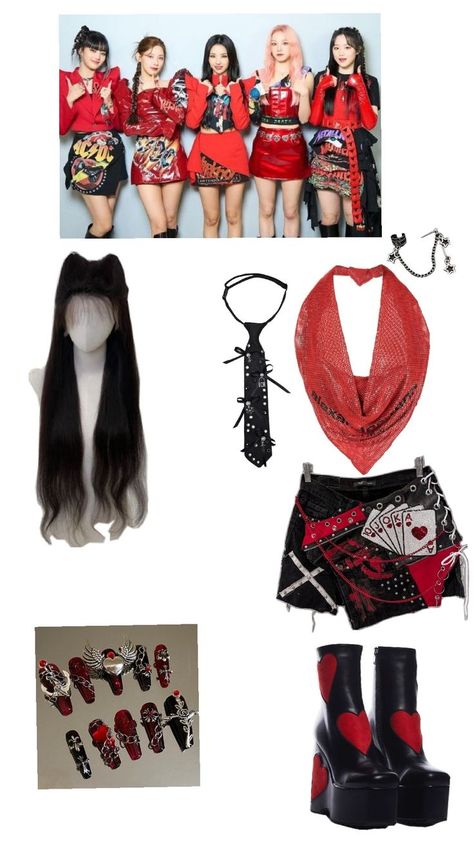 gidle tomboy inspired outfit Gidle Tomboy, 2000s Cartoons, Kpop Concert Outfit, Preformance Outfits, Tomboy Outfits, Red Outfit, Kpop Outfits, Stage Outfits, Concert Outfit