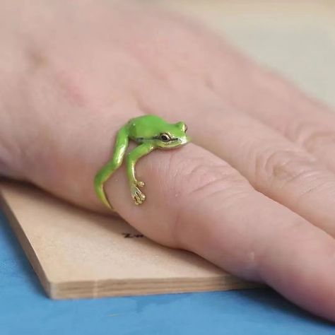 Exquisite Green Enamel Frog Open Ring For Women Cute Animal Lovely Party Adjustable Finger Jewelry Frog Accessories, Frog Ring, Green Tree Frog, Kermit Funny, Frog Jewelry, Party Models, Silly Goofy, Cute Frog, Tree Frog