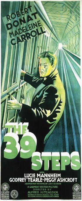 The 39 Steps (1935) Robert Donat, The 39 Steps, 39 Steps, Old Movie Poster, Alfred Hitchcock Movies, Hitchcock Film, Classic Films Posters, Cinema Design, Old Movie Posters