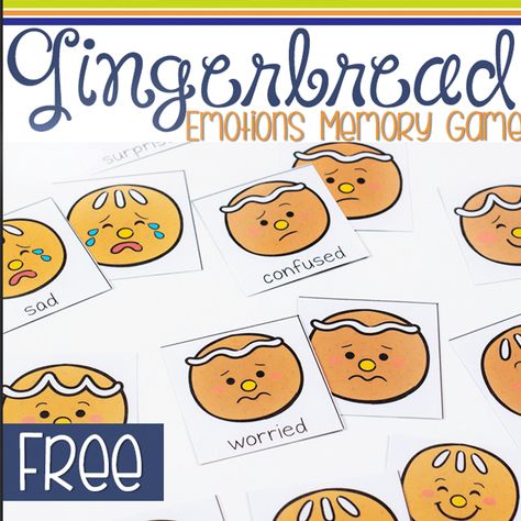 Printable Gingerbread Emotions Matching Game for Preschool - Life Over Cs Feelings Matching Game, Ginger Bread Activities Preschool, Gingerbread Theme For Toddlers, Emotion Matching Free Printable, Gingerbreadman Preschool Activities, Gingerbread Man Theme Preschool, Gingerbread Feelings, Gingerbread Toddler Activities, The Gingerbread Man Activities Preschool