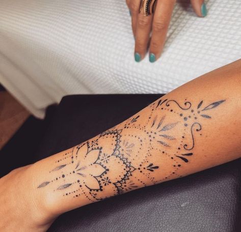 Forearm Mandala Tattoo, Lace Sleeve Tattoos, Mandala Arm Tattoos, Delicate Tattoos For Women, Cuff Tattoo, Floral Thigh Tattoos, Tiny Wrist Tattoos, Tattoos To Cover Scars, Feminine Tattoo Sleeves