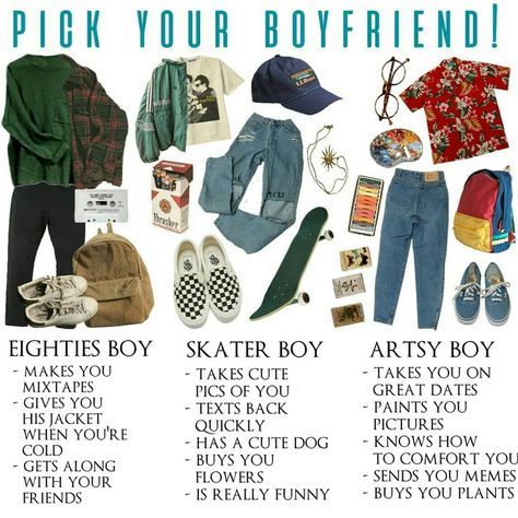 comment which boy u picked! i will do a girlfriend version sooon 💗 Artsy Boy, Dream Bf, Skateboard Style, Things To Wear, Niche Memes, Mood Clothes, Look Retro, Skater Boy, Bullet Points