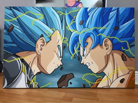 Vegeta Artwork, Tiktok Drawings, Deadpool Artwork, Z Fighters, Marvel Paintings, Anime Canvas Painting, Vegeta Goku, Ball Painting, Goku Drawing