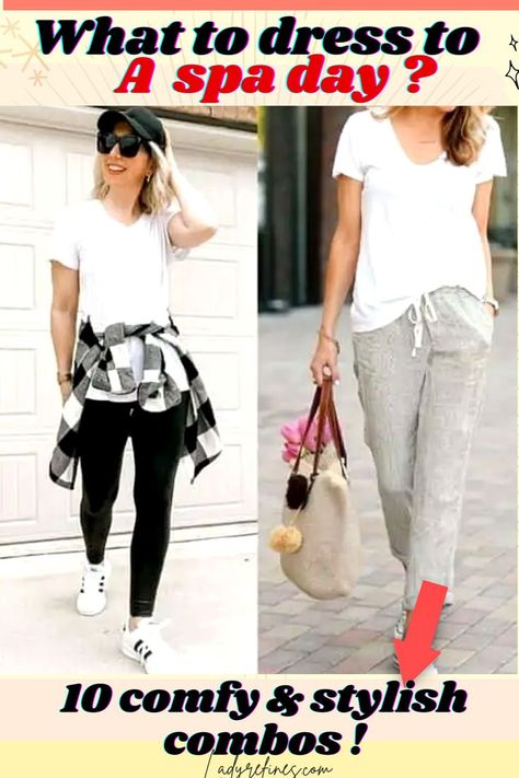 [10 combos!] what to wear to a spa day style - Fashion advice woman tips outfits. What to wear to spa , what to wear to spa day, what to wear to a spa day outfit, what to wear to a spa day style, what to wear to massage, casual spa day outfit ideas, casual spa day outfit ideas, woman outfit ideas,fashion advice woman style, woman outfit Spa Date Outfit, Spa Day Outfit, Spa Date, Woman Outfit Ideas, Spa Wear, Spa Outfit, Fashion Advice Woman, Woman Tips, Day Outfit Ideas