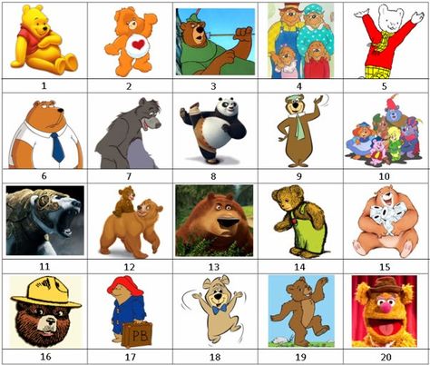 How many of these famous bears can you name? Christmas Picture Quiz, Famous Bears, Disney Character Quiz, Famous Mustaches, Pub Quiz Questions, Quiz Ideas, Watch The Lion King, Family Quiz, Picture Quiz