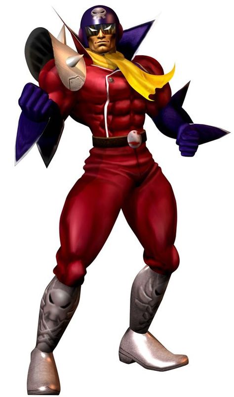 Blood Falcon - F-Zero, trophy; clone created from Captain Falcon’s DNA, which was stolen while he was hospitalized after the huge accident four years ago. With that in mind, Blood Falcon is technically only four years old. He is capable of everything Captain Falcon can do, but he has been strictly taught to obey all the commands of his evil master, Black Shadow. Blue Falcon, Captain Falcon, F Zero, Gaming Characters, Party Characters, Horror Villains, List Of Characters, Nintendo Characters, Smash Brothers