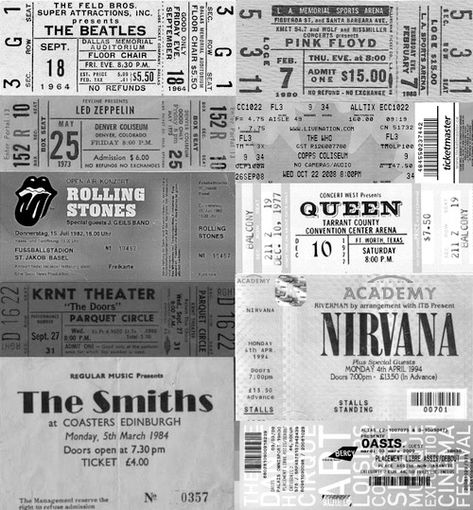 Ticket Collage, Concert Ticket, Rolling Stones, Black And White, Concert, Collage, White, Black