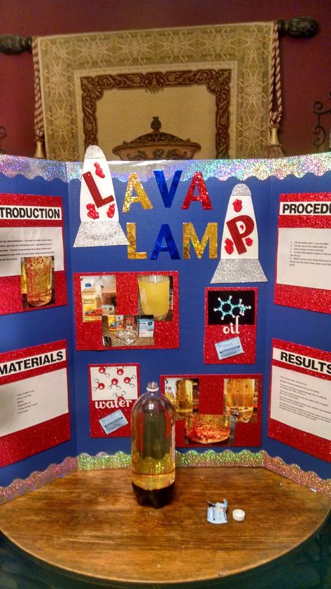 Homemade Lava Lamp        Science Fair Project #LavaLamp Interactive Science Fair Projects, Science Fair Projects For 2nd Grade, Pre K Science Fair Projects, Science Fair 1st Grade Project Ideas, Science Fair Project Kindergarten, 6 Grade Science Fair Projects Ideas, Science Fair Projects Boards High School, Science Fair Projects 2nd Grade, Lava Lamp Project