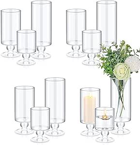 Tall Glass Candle Holders, Candle Holders Glass, Floating Candle Holders, Wedding Party Centerpieces, Glass Pillar Candle Holders, Glass Cylinder Vases, Floating Candle, Flower Candle Holder, Vase Glass