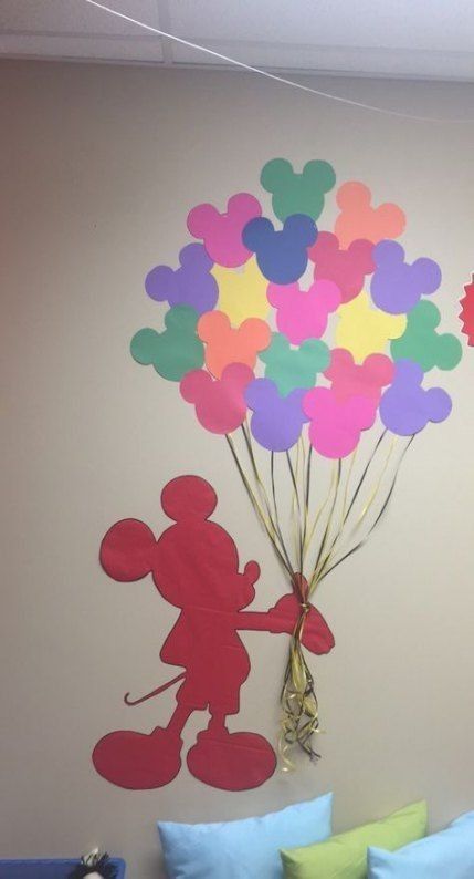 Mickey And Minnie Classroom Decorations, Preschool Classroom Themes Disney, Look Who's Here Today Preschool, Diy Disney Classroom Decor, Mickey Mouse Birthday Bulletin Board, Disney Theme School Decorations, Mickey Mouse Toddler Crafts, Mickey Mouse Birthday Board, Mickey Mouse Bulletin Board Ideas Classroom Themes