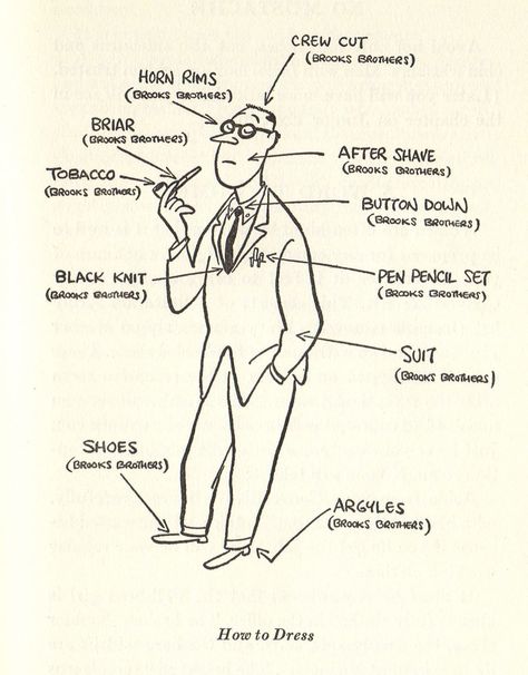 From: How to Succeed in Business Without Really Trying (1952), by Shepherd Mead. Sack Suit, Ivy Look, Read People, Vintage Brooks Brothers, Elegant Life, Dapper Outfit, Vintage Suit, Ivy League Style, Preppy Stuff