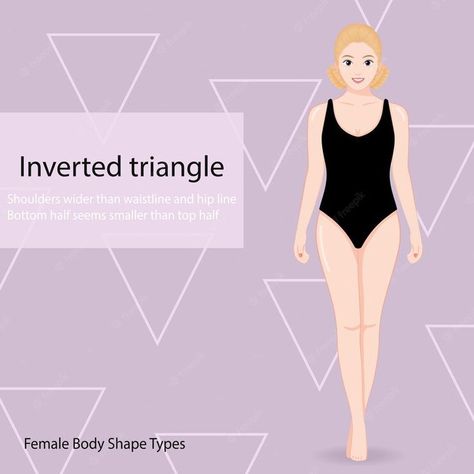 Body shape inverted triangle young pretty woman in bikini swimsuit different body shapes of woman Different Body Shapes, Body Shapes Women, Inverted Triangle, Body Shape, Pretty Woman, Body Shapes, Premium Vector, Ballet Skirt, Character Design