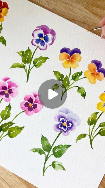 Pansy Painting, Watercolor Pansies, Simple Watercolor Flowers, Watercolor Pans, Watercolor Flowers Tutorial, Flow State, Watercolor Lessons, Loose Watercolor, Pansies Flowers