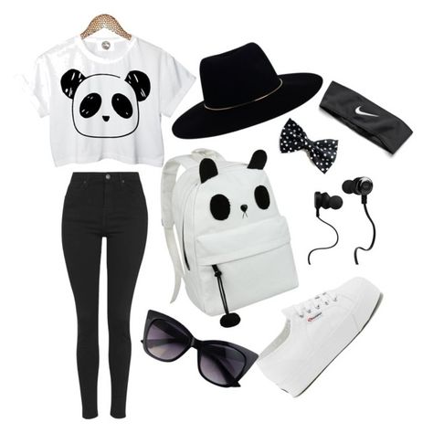 "Panda Inspired Outfit" by wisteria-girl on Polyvore featuring Topshop, Superga, Zimmermann, Monster and NIKE Panda Outfit Ideas, Panda Inspired Outfit, Cute Panda Outfits, Panda Clothes, Panda Things, Justice Clothing Outfits, Panda Outfit, Panda Hoodie, Justice Clothing