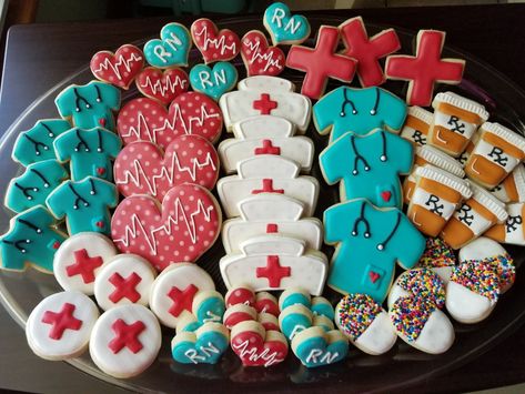 Decorated Nurse Sugar Cookies Nurse Grad Cookies Decorated, Surgical Cookies Decorated, Nurse Theme Cookies, Nursing Decorated Cookies, Nurse Grad Cookies, Nursing School Cookies, Nursing Cookies Decorated, Nurses Week Cookies Decorated, Nurse Cookies Graduation