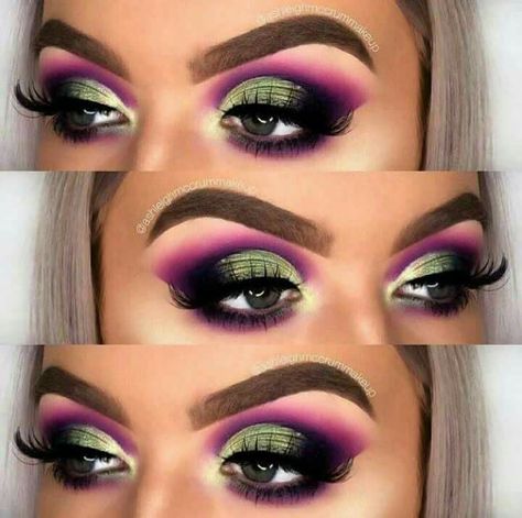 Rosa Make-up, Maquillage Yeux Cut Crease, Bold Eyeshadow, Make Up Designs, Party Make-up, Kiss Lashes, Green Makeup, Pinterest Makeup, Beautiful Eye Makeup