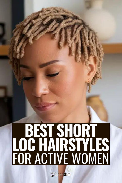 Whether you're a fitness enthusiast or a busy professional, finding the right hairstyle that stays put during workouts can be challenging. If you're looking for short LOC hairstyles that combine style and practicality, this is the information you need. Discover a variety of trendy short LOC styles perfect for active women, from tapered cuts to bob-length locs. Locs On Short Hair Black Women, Styles For Short Starter Locs For Women, Locs Hairstyles For Older Women, Cut Locs Styles, Loc Haircuts For Women, Simple Loc Styles Short, Short Locs Hairstyles For Women Dreadlock Styles Natural Hair, Styles For Short Locs For Women, Short Locs Black Women