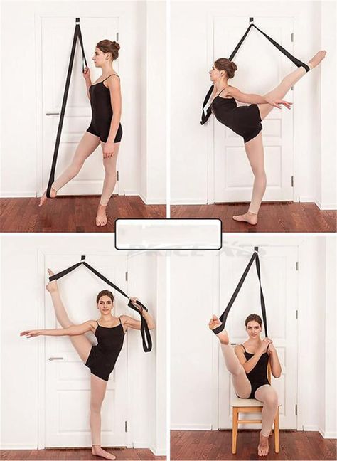 Flexibility equipment that's ready to use in a few seconds: put the door anchor over any sturdy doorpost, close the door and pull the strap through the D-ring and you're ready to take your poses to the next level. Like a portable stretch machine! Best Leg Stretches, Ballet Equipment, Dancer Stretches, Ballet Stretches, Dance Stretches, Trening Fitness, Yoga Posen, Yoga Iyengar, Yoga Exercises