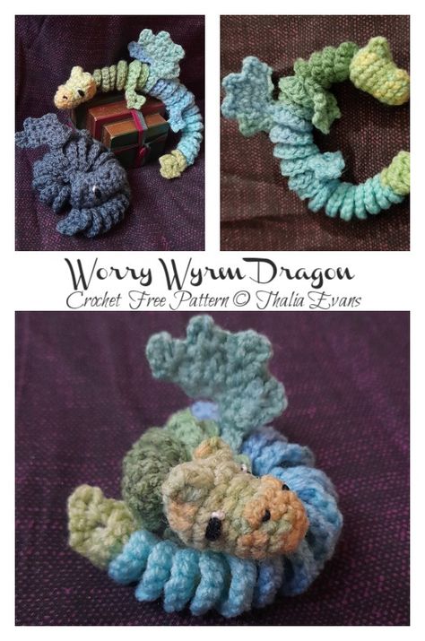 Worry Wyrm Dragon Crochet Free Pattern Wyrm Dragon, Free Pattern Knitting, Dragon Crochet, Crochet Dragon Pattern, Smink Inspiration, Crochet Dragon, Crochet Animals Free Patterns, Crochet Design Pattern, Crochet Clothes For Women