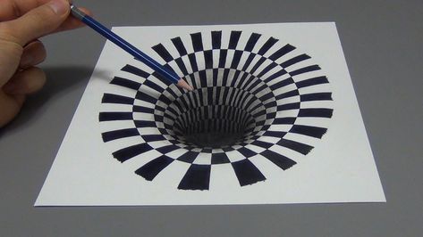 3D Art 3d Illusion Drawing, 3d Drawing Tutorial, Hole Drawing, Tutorials Art, Optical Illusion Drawing, 3d Optical Illusions, Illusion Drawings, 3d Art Drawing, Art Optical