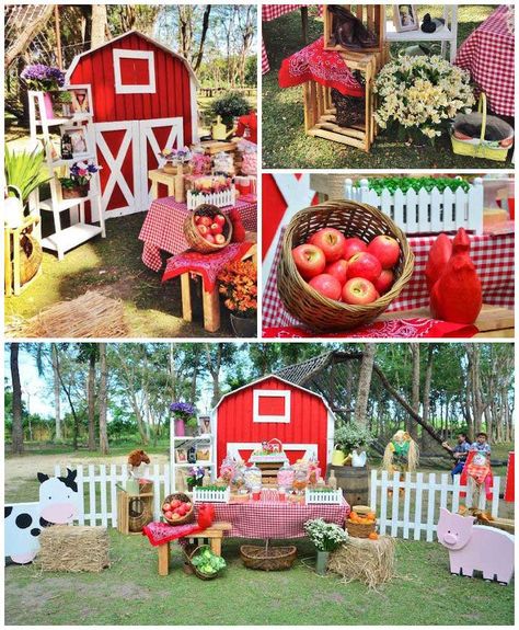 Chic Barnyard Birthday Party via Kara's Party Ideas Farm Party Ideas, Barnyard Theme, Barnyard Bash, Farm Animals Birthday, Farm Themed Party, Barnyard Birthday Party, Animals Birthday Party, Farm Theme Birthday, Farm Animal Party