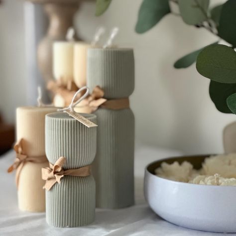 Ribbed Pillar Candles 🕯️ #candlemaking #candleshop #handmadecandles #handpoured #diycandles #hobbylobby #joy #weddingdecor #babyshower #engagementgift #tampa #florida #candlecommunity #shopsmallbusiness