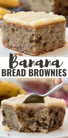 Desert Bites, Pinterest Desserts, Banana Recipes Easy, Banana Desserts, Snack Bread, Banana Bread Brownies, Bars Cookies, Cocoa Brownies, Banana Brownies