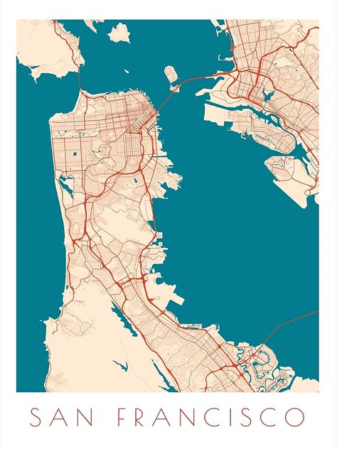 "San Francisco City Map" Poster for Sale by margindot | Redbubble San Francisco Map, City Posters, Dorm Posters, San Francisco City, City Map Poster, Street Map, Map Poster, City Map, Travel Journal