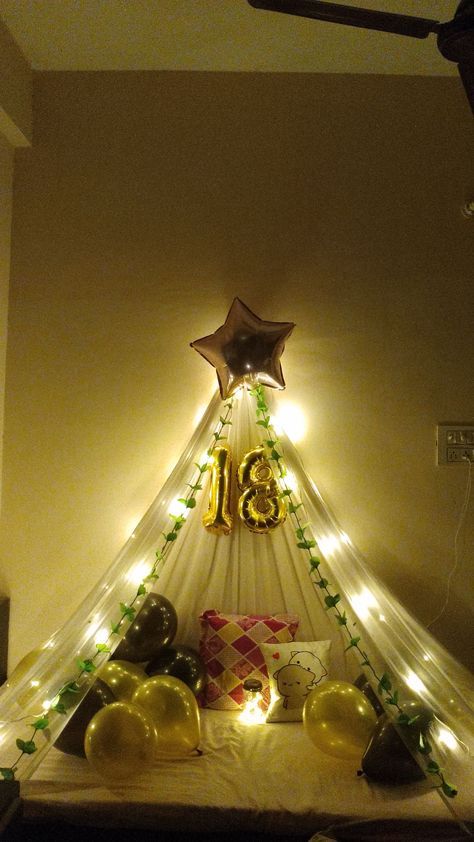 Decoration Idea For 18th Birthday, Tent Decoration For Birthday, Simple Canopy Decoration For Birthday, Bday Tent Ideas, Canopy Ideas For Birthday, Simple Home Decoration For Birthday, Surprise Bday Decoration Ideas, 18th Birthday Home Decoration Ideas, Tent Bday Decoration