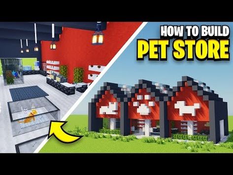 How To Build A PET STORE In Minecraft! - YouTube Minecraft Pet Shop Interior, Minecraft Pet Store, Store In Minecraft, Minecraft Pet Shop, Build Inspiration, Minecraft House Tutorials, Cool Minecraft Creations, House Template, Minecraft House