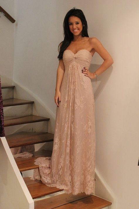 Long lace Gown : If I do long bridesmaid dresses Sophie Grace, Bridesmaid Dresses Floor Length, Evening Dress Long, Prom Dresses Long Lace, Strapless Prom Dress, Strapless Prom Dresses, Lace Bridesmaids, Floor Length Prom Dresses, Lace Prom Dress