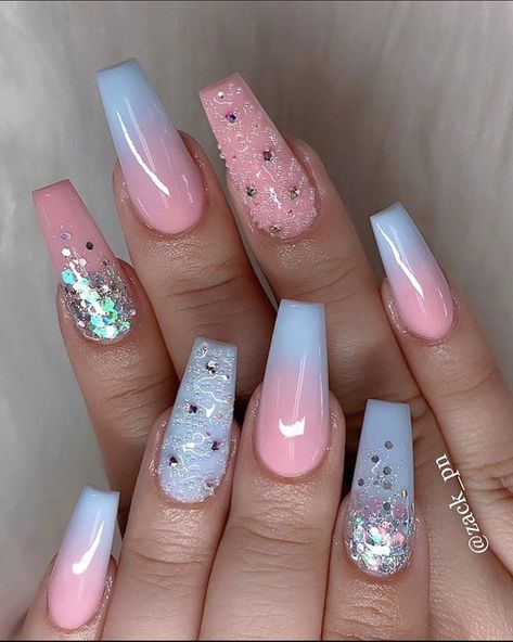 White Nail Designs, White Nail, Uñas Acrilicas, Nail Designs, Nail Art, Nails, Pink, Blue, White