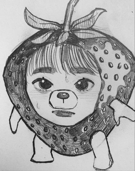 Chuu Strawberry, Strawberry Drawing, Drawing Ideas Creative, 100k Followers, Cute Sketches, Art Tools Drawing, Kpop Drawings, Pretty Drawings, Cute Doodles Drawings