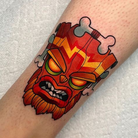 Crash Bandicoot Tattoo, Colored Tattoo, Colored Tattoo Design, Tattoo Apprenticeship, Gaming Tattoo, Dark Art Tattoo, Crash Bandicoot, Tattoo Design Drawings, Body Mods