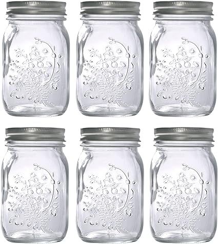 MEETOZ Glass Regular Mouth Mason Jars, 17 oz Clear Glass Jars with Silver Metal Lids for Sealing, Canning Jars for Food Storage(6PACK) Glass Structure, Homemade Pickles, Clear Glass Jars, Dessert Shop, Glass Mason Jars, Ice Cream Maker, Fermenting, Canning Jars, Preserving Food