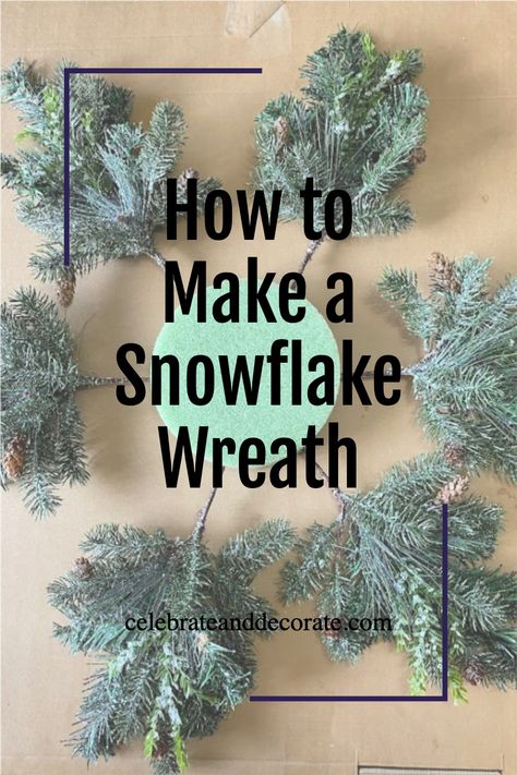 How to Make a Snowflake Wreath Making A Wreath With Greenery, Snowflake Christmas Wreath, Winter Door Wreaths After Christmas, Diy Snowflake Wreath, Winter Wreaths For Front Door, January Wreath, Diy Winter Wreath, Christmas Snowflakes Wreath, Make A Snowflake