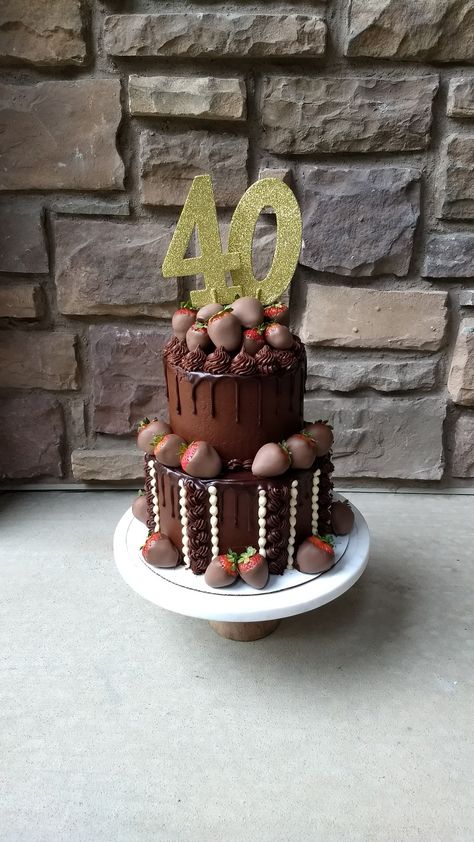 40th Chocolate Birthday Cake, Birthday Cake For Women, Cake For Women, Over The Hill Birthday, Chocolate Covered Strawberry Cake, Strawberry Birthday Cake, 40th Birthday Cake, Chocolate Birthday Cake, Chocolate Covered Strawberry