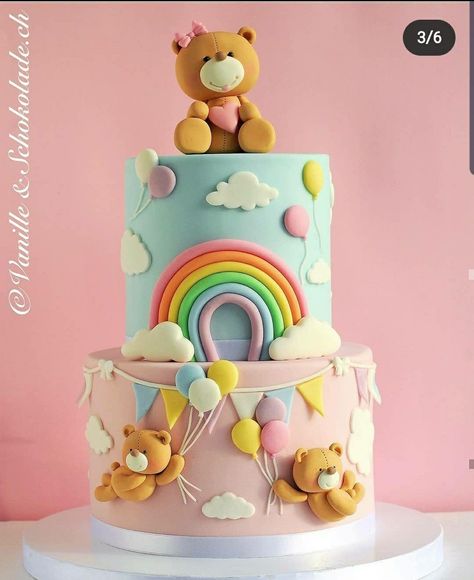 Teddy Bear Birthday Cake, Baby 1st Birthday Cake, Bear Baby Shower Cake, 1st Bday Cake, Cake Designs For Kids, Baby First Birthday Cake, 4th Birthday Cakes, Teddy Bear Cakes, 1st Birthday Cakes