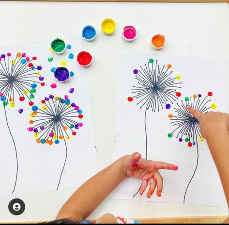 Finger Print Flowers, Finger Paint Art, Colors For Toddlers, Fireworks Art, Fingerprint Art, Terra Cotta Pot Crafts, Finger Paint, Alphabet Crafts, Preschool Art Activities