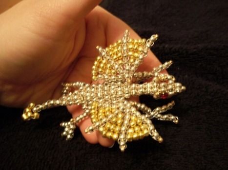 3 D Metallic Seed Bead Dragon · A Beaded Character · Beadwork, Jewelry Making, and Wirework on Cut Out + Keep Seed Bead Dragon, Bead Figures, Bead Dragon, Bead Techniques, Bead Lizard, Beaded Creatures, Beaded Critters, Bead Animals, Seed Bead Crafts