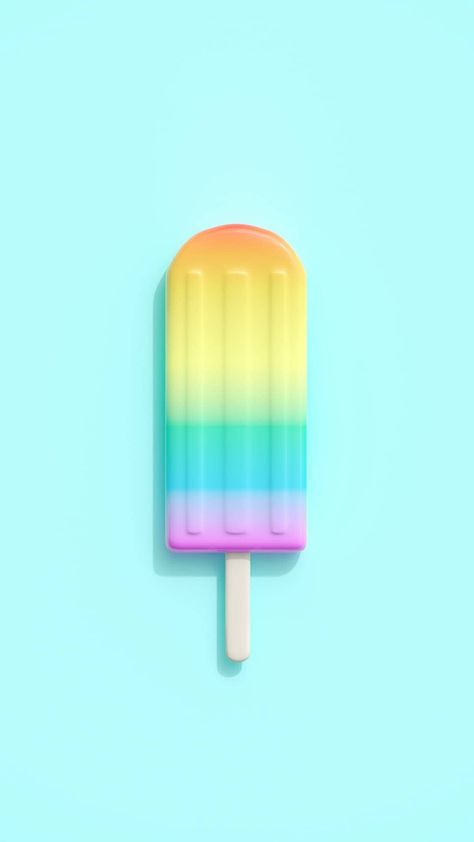 Wallpaper Popsicle Wallpaper, Monthly Wallpapers, Rainbow Popsicles, Popsicle Art, Rainbow Waffles, Colorful Vibes, Pastel Color Wallpaper, Cake Logo Design, Blue Aesthetic Pastel