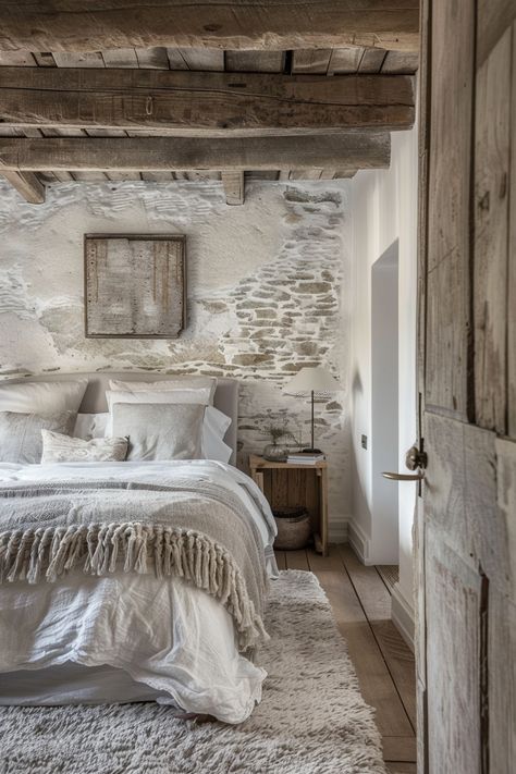 40 Modern Rustic Country Cottage Bedrooms: Elegance and Comfort - Quiet Minimal Stone Cottage Bedroom, Rustic Country Bedroom, Contemporary Cottage Interiors, Stone Cottages Interior, Cottage Guest Room, Rustic Cottage Bedroom, Modern French Country Bedroom, Rustic Farmhouse Bedroom Ideas, Modern Rustic Bedroom