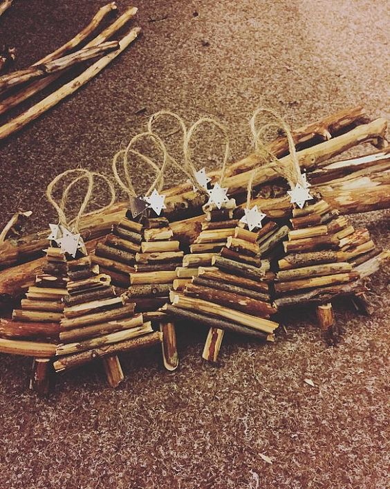 Rustic Handmade wooden mini Christmas tree, tree decorations