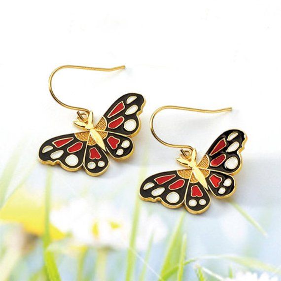 Butterfly, Butterfly Jewelry, Butterfly Earring, Butterfly earrings, Gold Butterfly, Colorful Butter Yellow Gold Enamel Dangle Jewelry, Nickel-free Yellow Gold Jewelry For Anniversary, Collectible Yellow Gold Bracelet, Anniversary Yellow Gold Enamel Jewelry, Multicolor Enamel Jewelry With Black Details, Butterfly-shaped Hallmarked Jewelry For Gift, Nickel-free Yellow Gold Enamel Jewelry, Red Hypoallergenic Jewelry For Formal Occasions, Red Gold-plated Pierced Jewelry