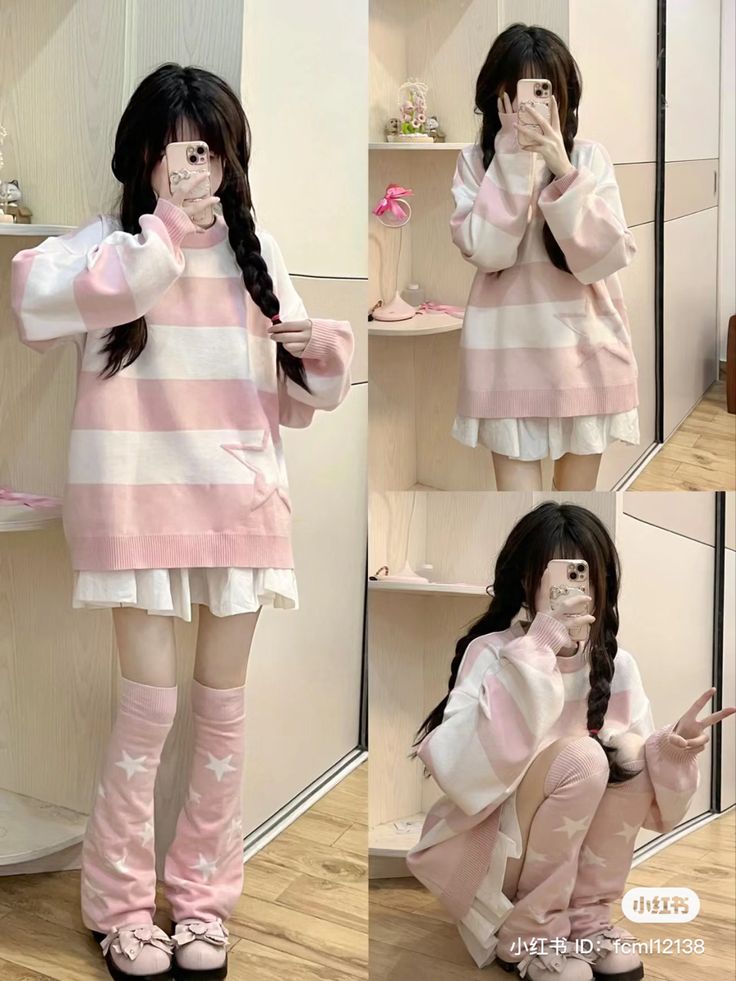 Kawaii Core Fashion, Cinnamon Roll Sanrio Inspired Outfit, Kawaii Japanese Outfits, Kawaii Back To School Outfits, Kawaii Shein Outfits, Japanese Kawaii Outfits, Cutesy Pink Outfits, Cute Core Clothing, Kawaii Outfit With Pants