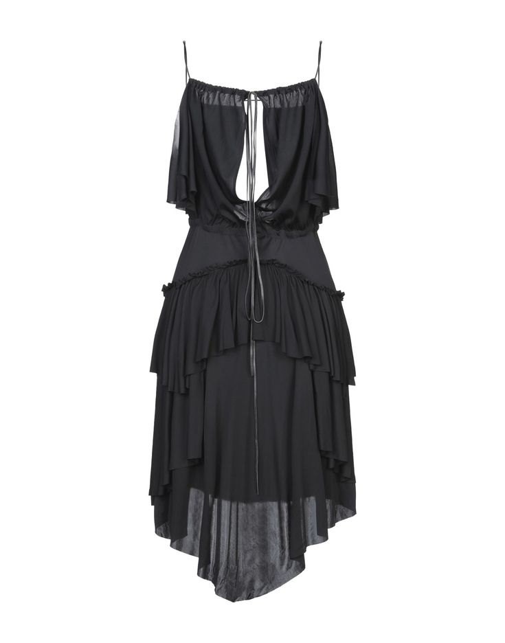 crêpe, frills, solid color, deep neckline, sleeveless, no pockets, unlined, no fastening, dress , Color: Black , Size: 2 Gothic Cotton Dress With Ruffles, Women Midi, Womens Midi Dresses, Black Midi Dress, Shoulder Dress, Cold Shoulder Dress, Black Dress, Midi Dress, Mini Dress