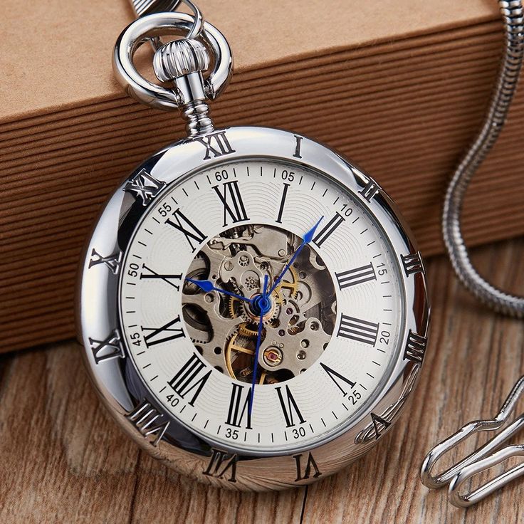 Mechanical Pocket Watch, Fob Watch, Pocket Watch Antique, Antique Gift, Mens Anniversary Gifts, Roman Numerals, Snake Chain, Chain Pendants, Silver Watch